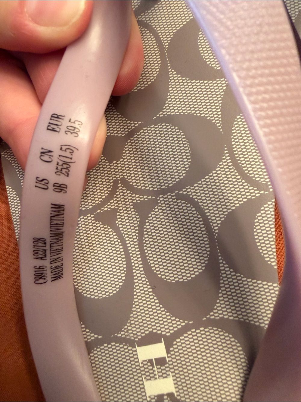 Coach Gray Signature Logo Flip Flop Sandals with Light Pink Straps - Picture 3 of 4